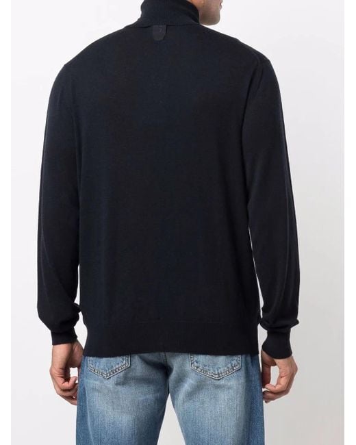 Billionaire Blue Fine-Knit Roll-Neck Jumper for men