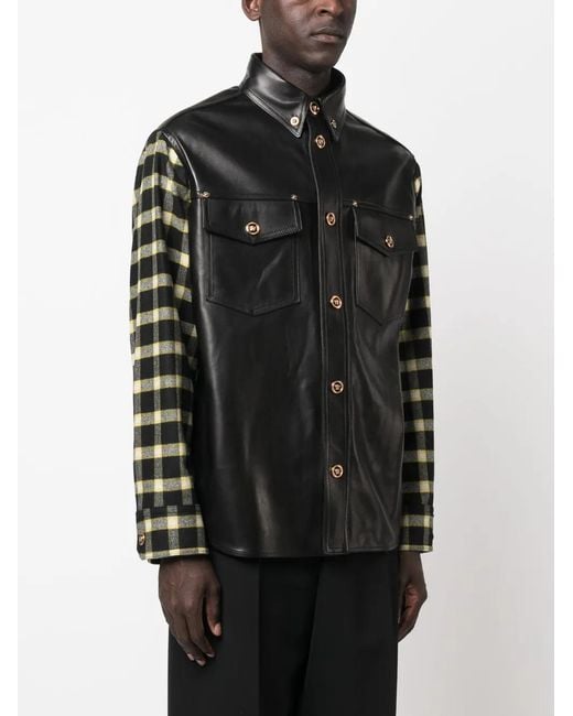 Versace Black Leather Shirt for men