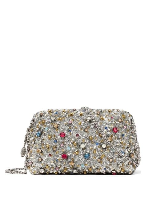 Tory Burch Gray Fleming Embellished Soft Crossbody Bag