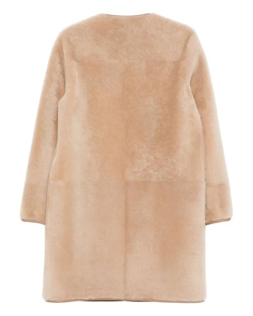 Blancha Natural Button -Up Sheepskin Coat