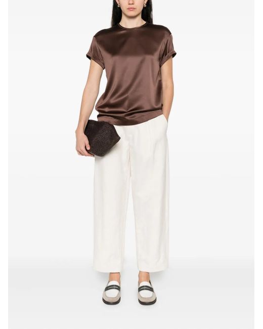 Brunello Cucinelli Brown Blouse With Crystal Embellishments