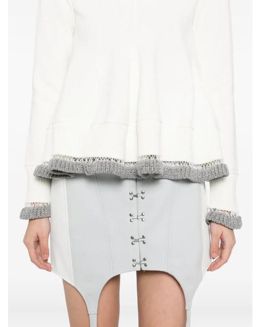 Sacai White Ruffled Jumper