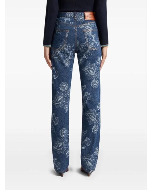 Etro Jeans Met Jacquard -effect in het Blue