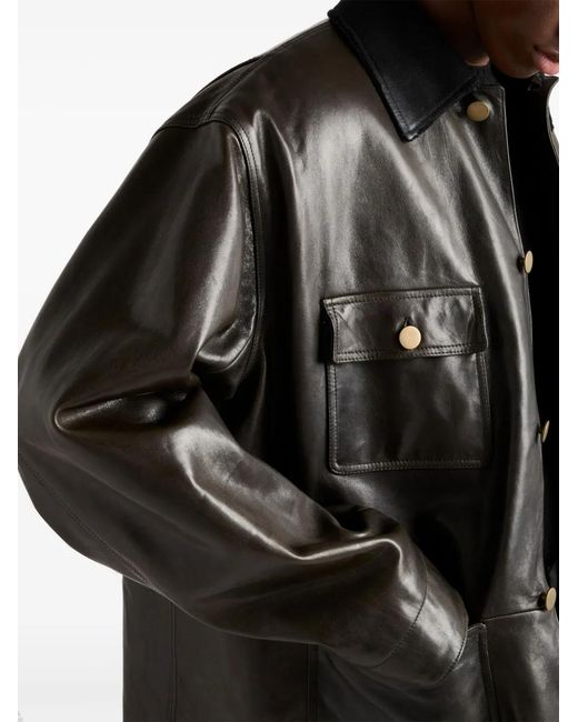 Prada Black Shearling-Lined Leather Jacket for men
