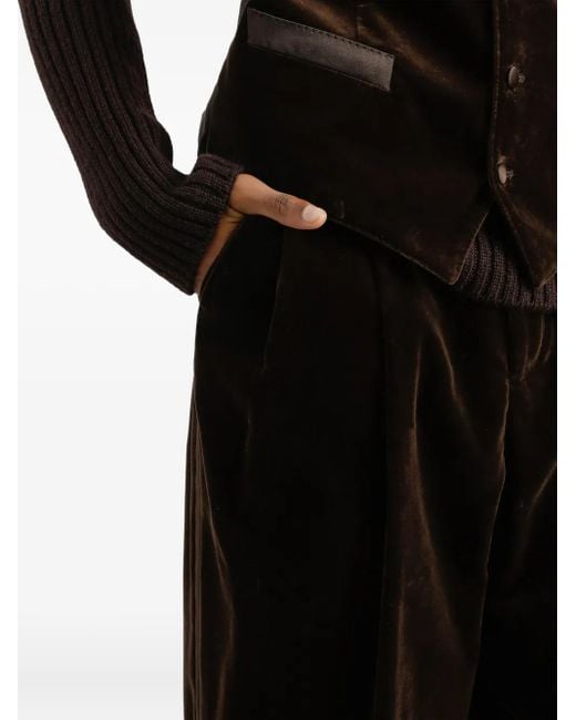 Dolce & Gabbana Black Pleated Velvet Trousers for men