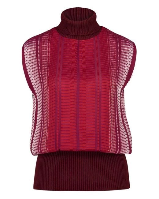 Pull Sans Manches En Maille À Col Roulé Zeus + Dione en coloris Red