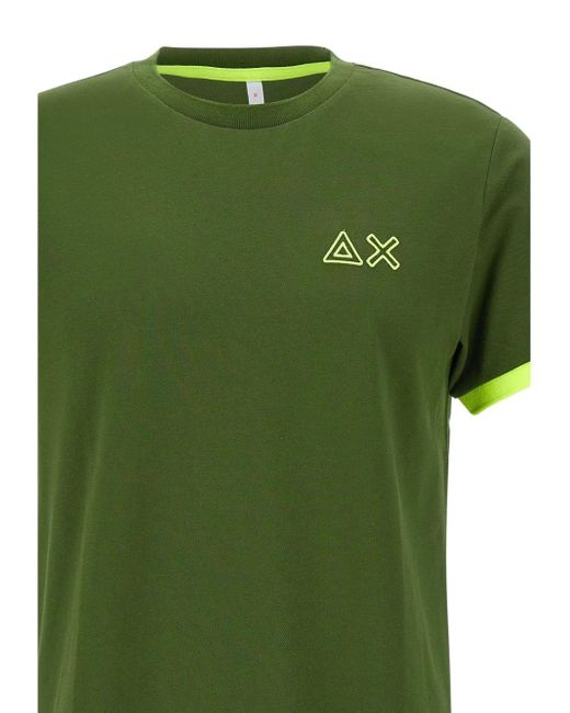 Sun 68 Green Contrast-Trim T-Shirt for men