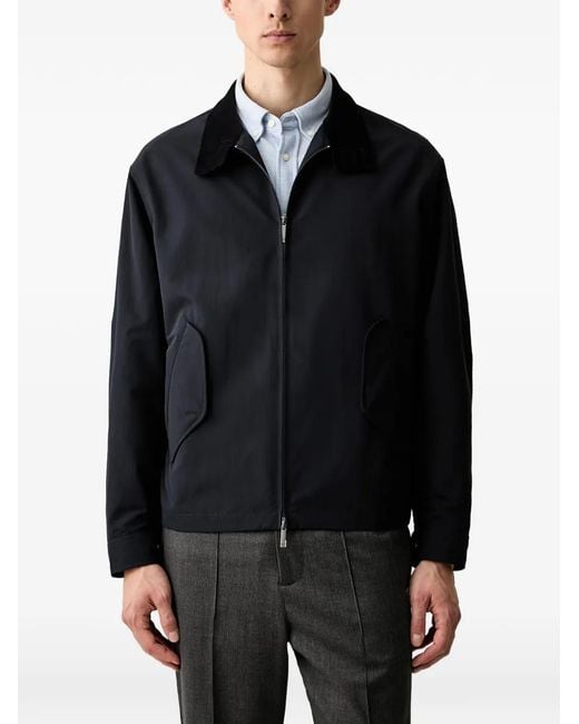 Emporio Armani Black Blouson Jacket With High Collar And Angled Flap Pockets for men
