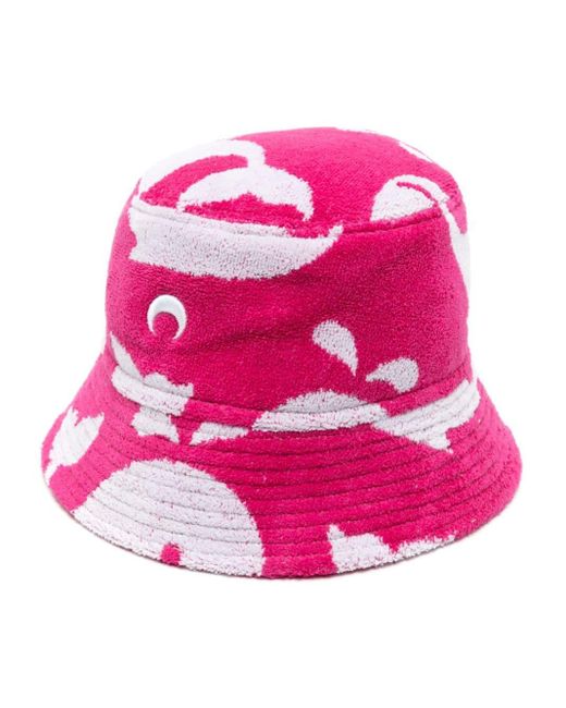 MARINE SERRE Pink Whale-print Jacquard Bucket Hat