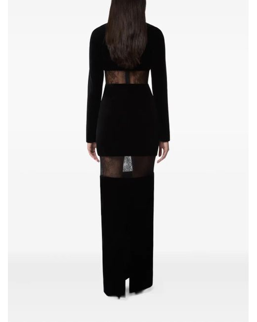 Nina Ricci ベルベット レースインサート ドレス Black