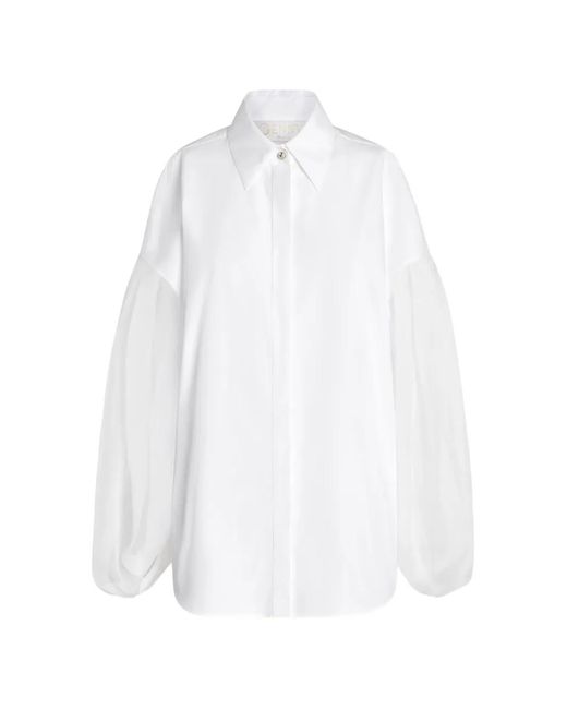 Genny White Sheer-Sleeves Shirt