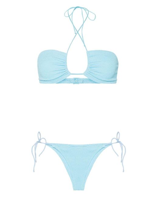 Mc2 Saint Barth Blue Marielle Crinkled Bikini