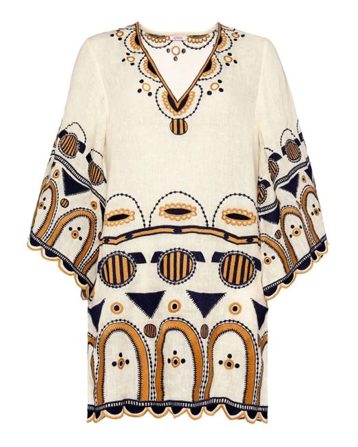 Eres Natural Medaillon Embroidered Midi Dress