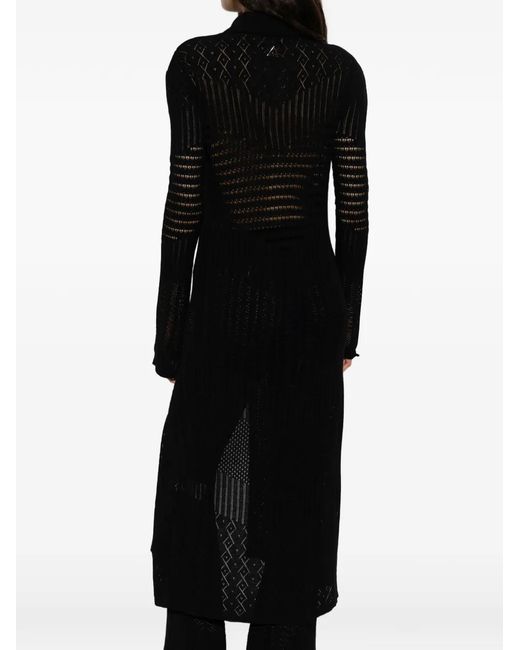 Akep Black Pointelle-Knit Long-Sleeve Cardigan