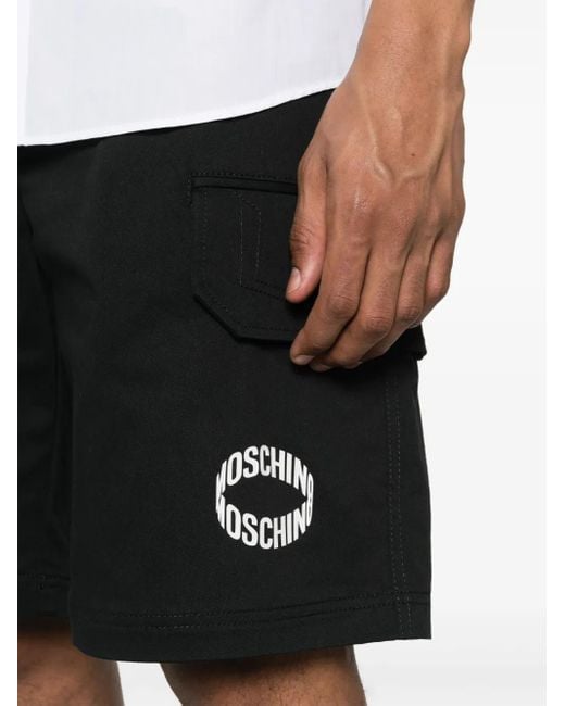 Moschino Black Logo-Print Cargo Shorts for men