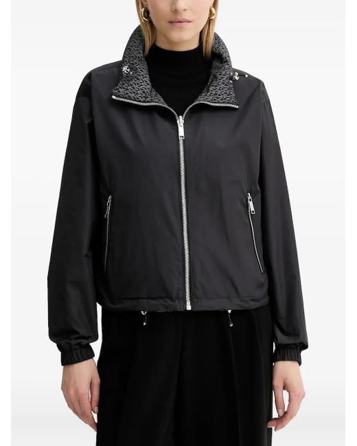 MICHAEL Michael Kors Black Logo-Print Zip-Front Jacket