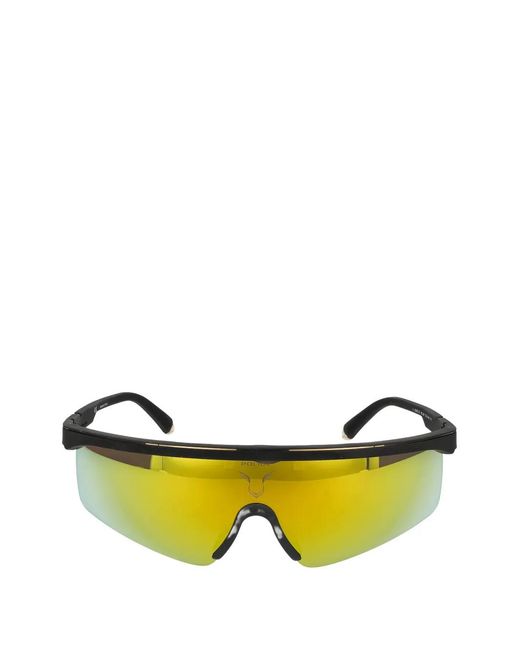 Police Yellow Rubberised Shield-Frame Sunglasses