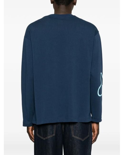 flâneur Blue Blossom Logo-Print Long-Sleeve T-Shirt for men