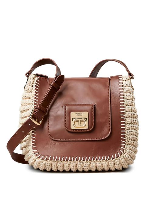 Twinset Brown Panelled Leather Shoulder Bag