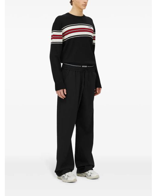 MSGM Black Chest Stripe Jumper for men