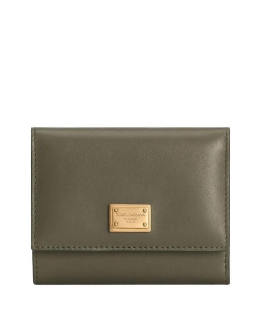 Dolce & Gabbana Gray Zip-Up Plaque Wallet