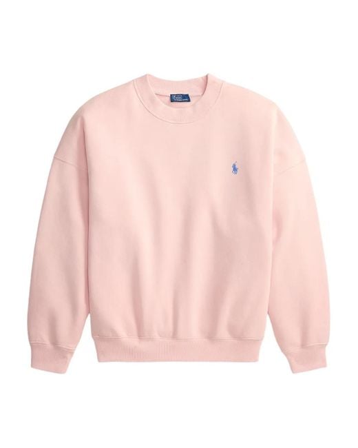 Polo Ralph Lauren Pink Crew-Neck Logo Sweatshirt
