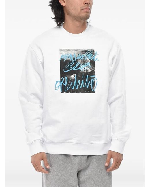 Off-White c/o Virgil Abloh Gray Logo-Print Crew-Neck Sweatshirt for men