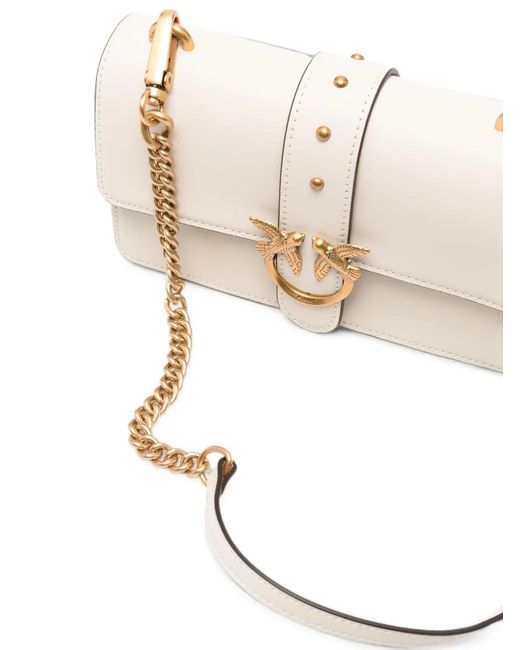 Pinko Natural Mini Love One Leather Crossbody Bag