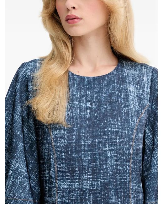 Gestuz Blue Flared-Sleeve Mini Dress
