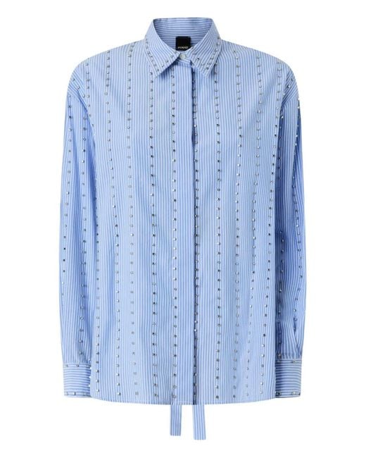 Pinko Blue Striped Embellished Shirt
