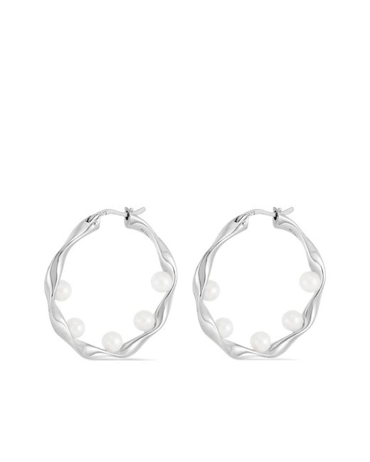 Dower & Hall White Waterfall Baroque Pearl Hoop Earrings