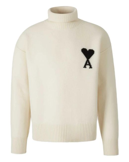 Heart Ami Crew Neck Sweater AMI PARIS Relaxed Fit Alpaca Blend