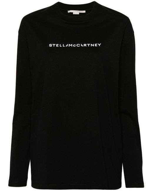 Stella McCartney Black Langarmshirt mit Logo-Print