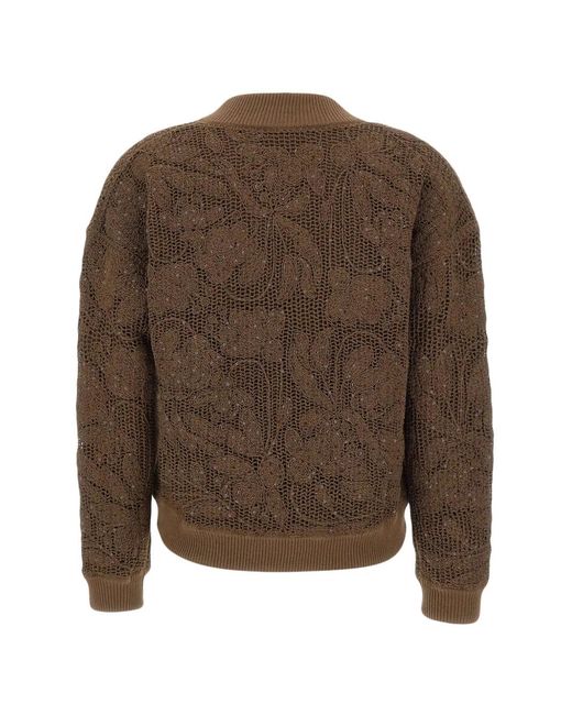 Kangra Brown Veste Bomber Brodée De Sequins