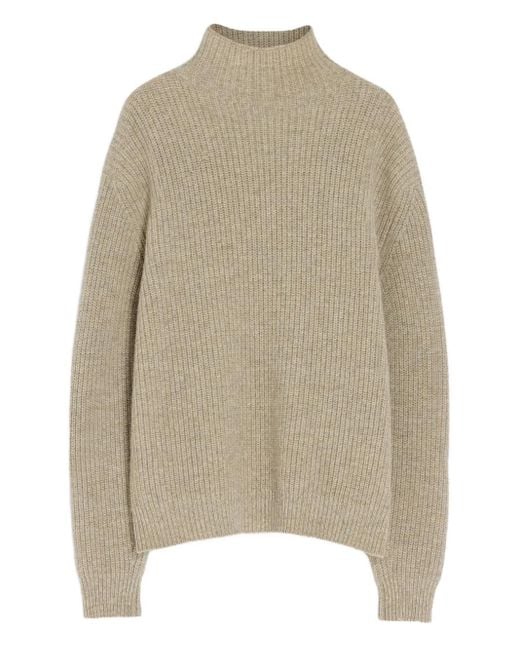 Lemaire Natural Gerippter Pullover mit Stehkragen
