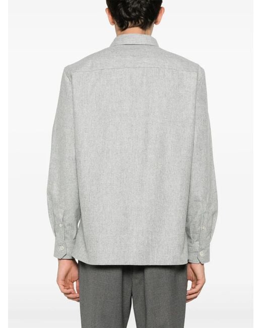 Brunello Cucinelli Gray Plain Button Overshirt for men