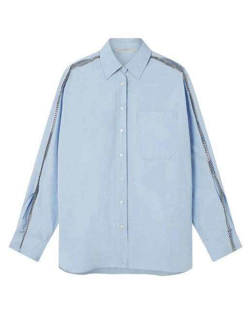 Stella McCartney Blue Relaxed Fit Shirt With Cut-Out Shoulders And Chain Detailing