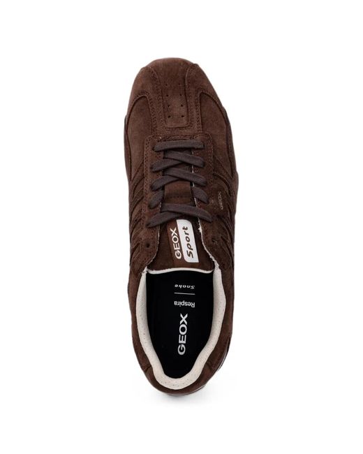 Geox Brown Suede-Panelled Sneakers for men