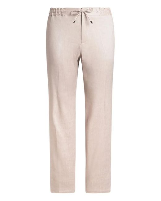 Etro Natural Linen Twill Trousers for men