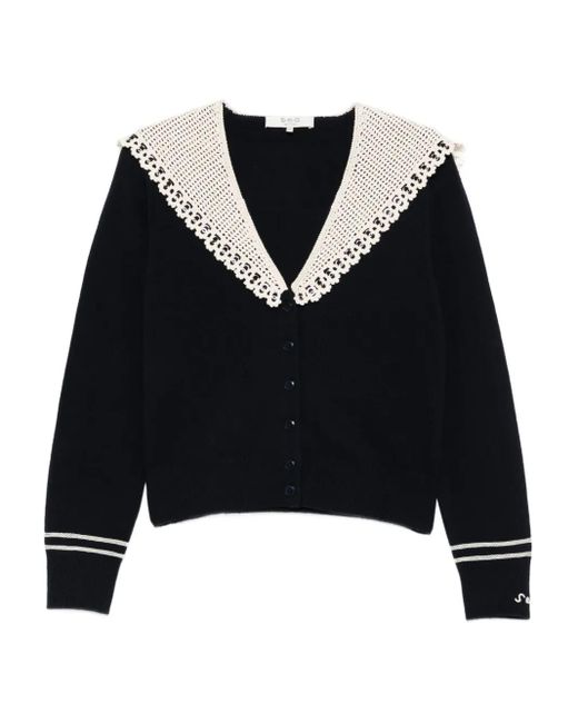Sea Marie クロシェカラーカーディガン Black