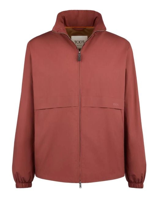 Tod's Red Zip-Front Cotton Jacket for men