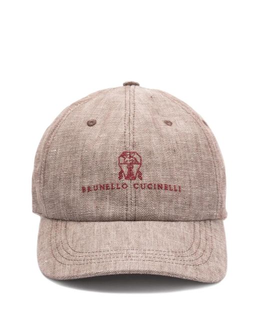 Brunello Cucinelli Gray Logo-Embroidered Cap for men