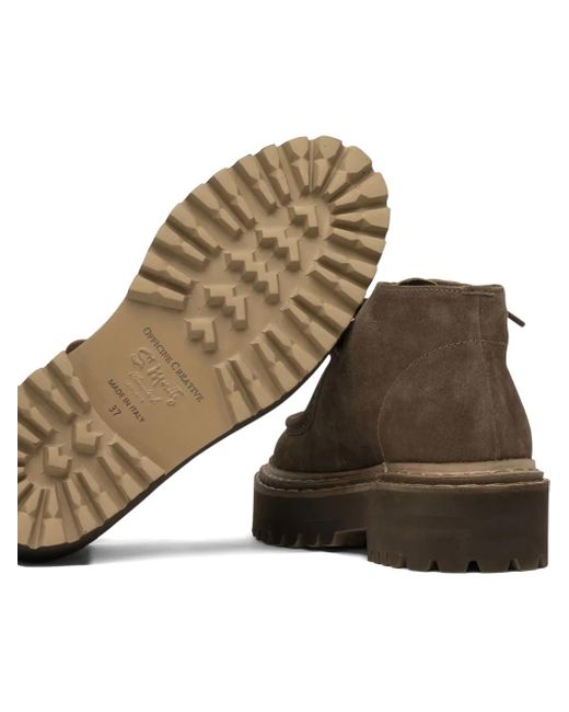Officine Creative Brown Blossom 002 Lace-Up Suede Boots