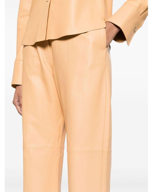 Forte Forte Natural Elasticated-waist Straight-leg Leather Trousers