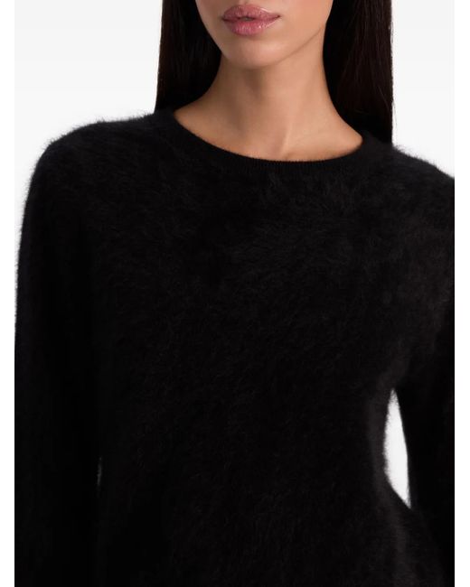 Alice + Olivia Black Crew-Neck Fluffy Sweater