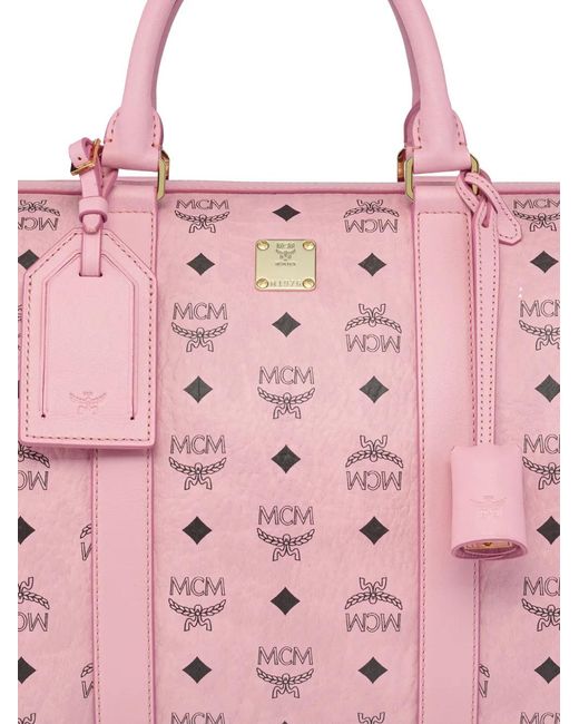 MCM Pink Visetos Ottomar Maxi Weekender Bag