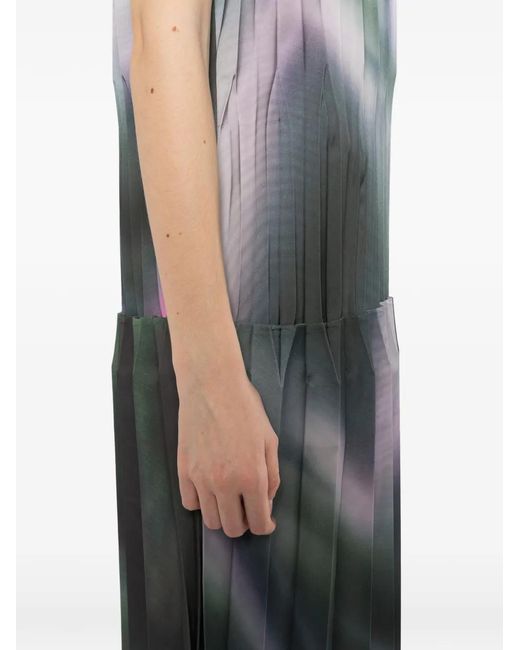 JNBY Green Graphic-Print Pleated Dress