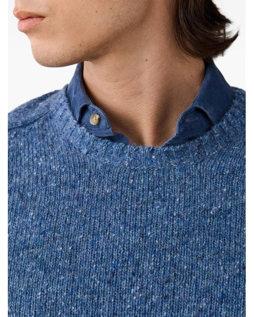 Hackett Blue Crew-Neck Wool Sweater for men