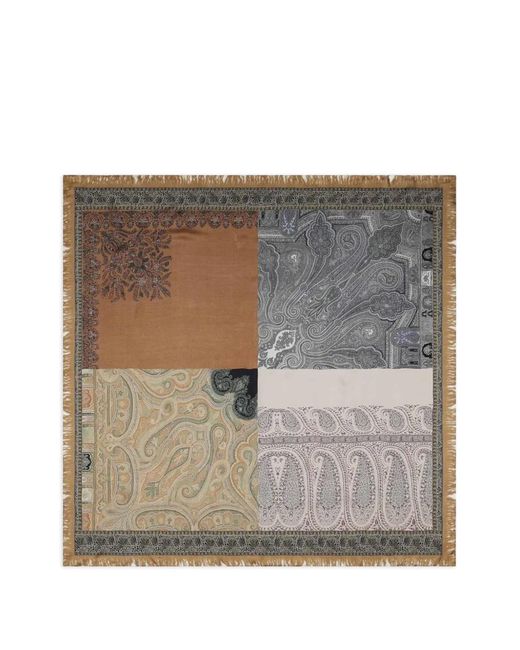 Pierre Louis Mascia Gray Molare Paisley Collage Scarf