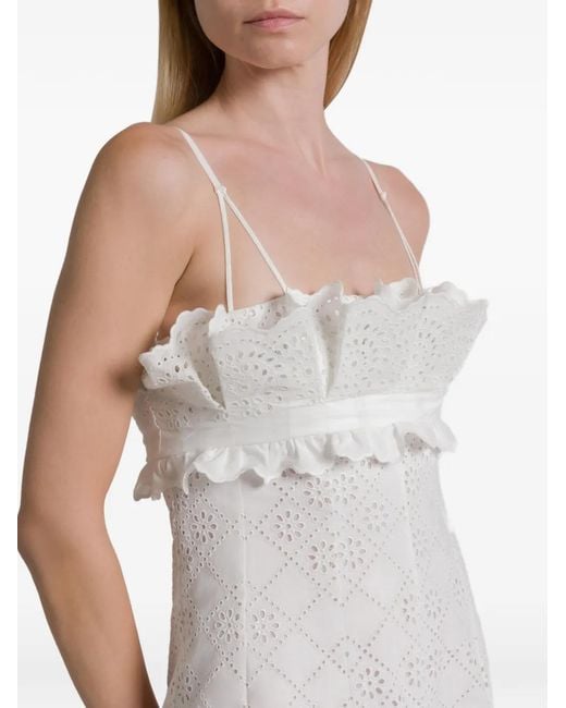 Alberta Ferretti White Ruffled Eyelet Dress